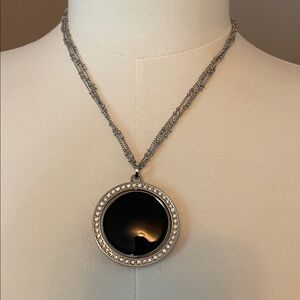 Reversible White House Black Market Black and Silver Pendant Necklace